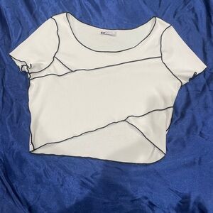 white and black crop top